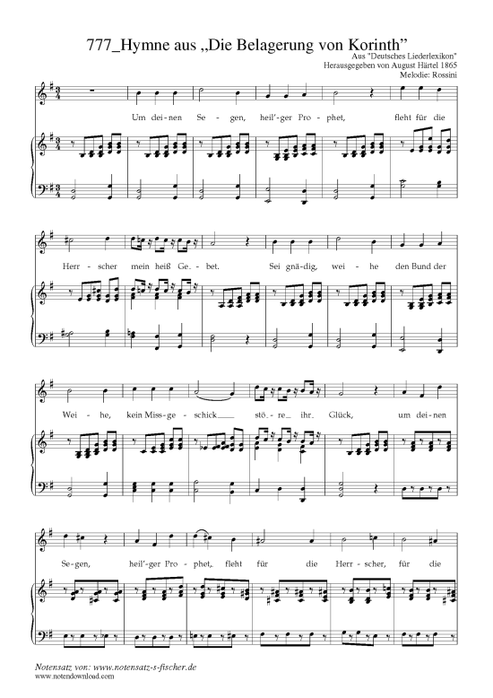 Hymne aus Die Belagerung von Korinth (Klavier + Gesang) (Klavier  Gesang) von Rossini