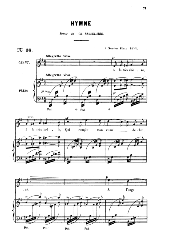 Hymne Op.7 No.2 (Gesang hoch + Klavier) (Klavier  Gesang hoch) von Gabriel Faur eacute 