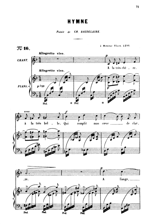 Hymne Op.7 No.2 (Gesang mittel + Klavier) (Klavier  Gesang mittel) von Gabriel Faur eacute 