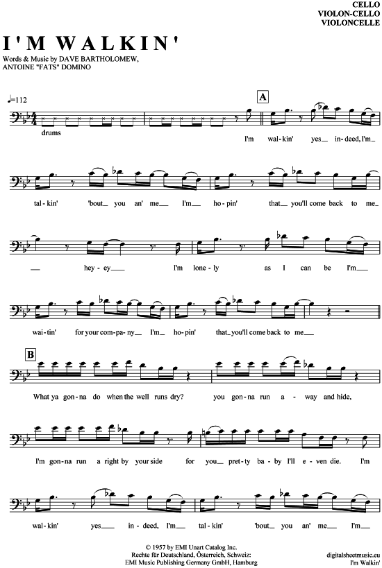 I acute m walkin (Violon-Cello) (Violoncello) von Fats Domino