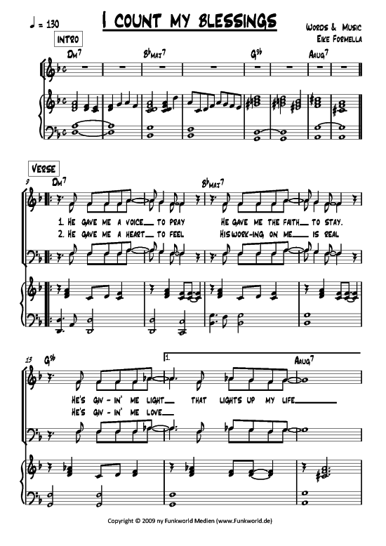 I count my blessings (Klavier + Gesang) (Gemischter Chor Klavier) von Eike Formella (aus Songs for Gospel Vol. 3)