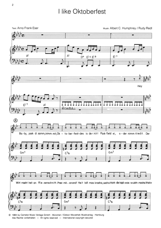 I Like Oktoberfest (Klavier + Gesang) (Klavier Gesang  Gitarre) von Albert C. Humphrey
