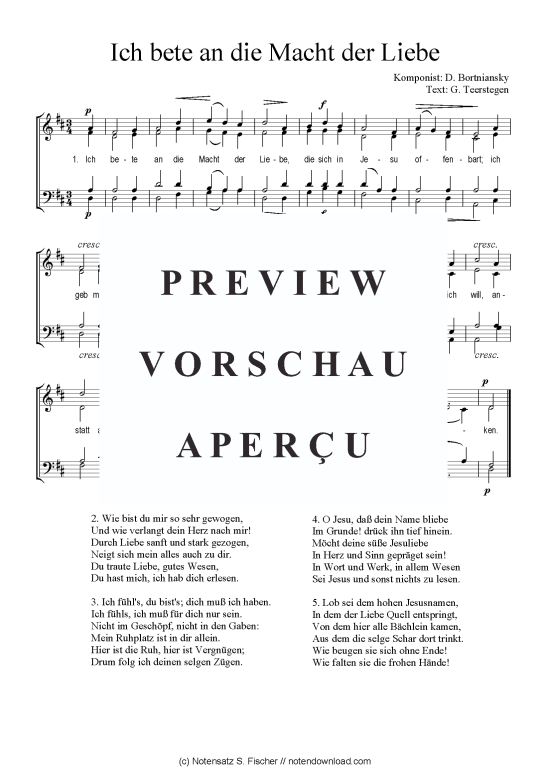 Ich bete an die Macht der Liebe (GCH) (Gemischter Chor) (Gemischter Chor) von D. Bortniansky  G. Teerstegen