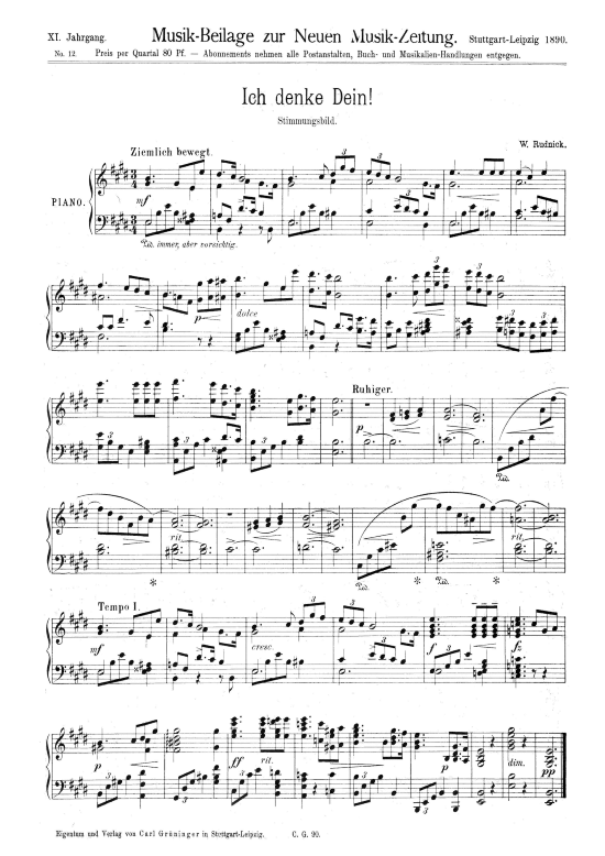Ich denke Dein (Klavier Solo) (Klavier Solo) von Wilhelm Rudnick