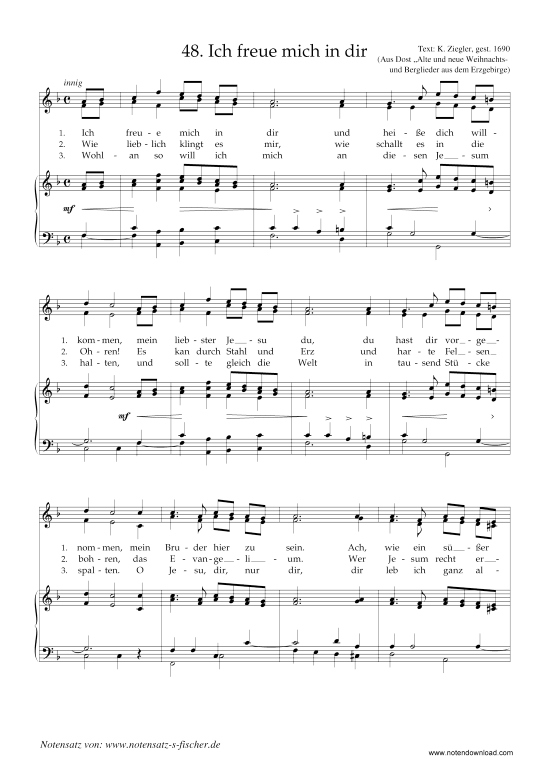 Ich freue mich in dir (Klavier + Gesang) (Klavier  Gesang) von Weihnachtslied aus dem Erzgebirge