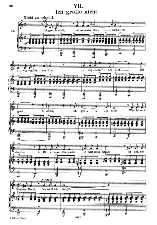Ich grolle nicht Op.48 No.7 (Gesang hoch + Klavier) (Klavier  Gesang hoch) von Robert Schumann