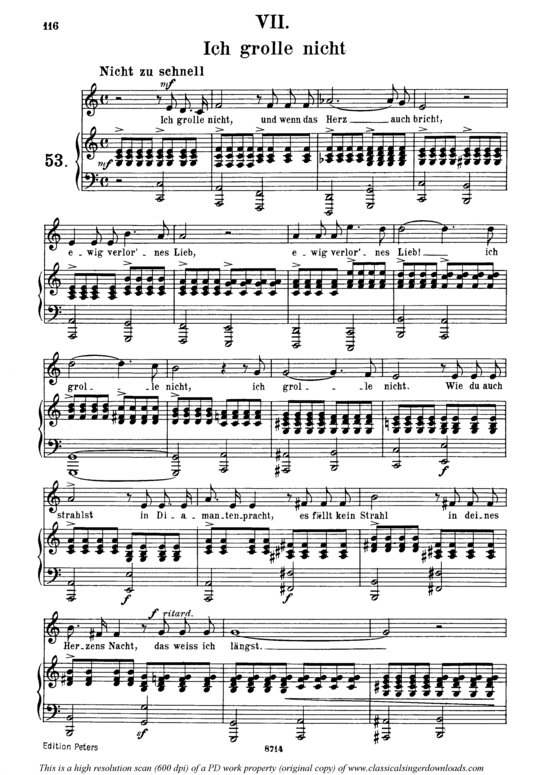 Ich grolle nicht Op.48 No.7 (Gesang mittel + Klavier) (Klavier  Gesang mittel) von Robert Schumann