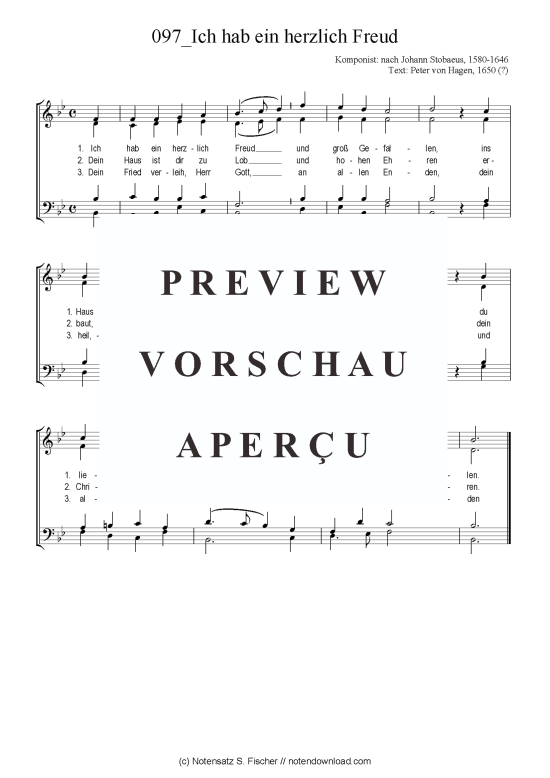 Ich hab ein herzlich Freud (Gemischter Chor) (Gemischter Chor) von Chorsatz Alte Meister