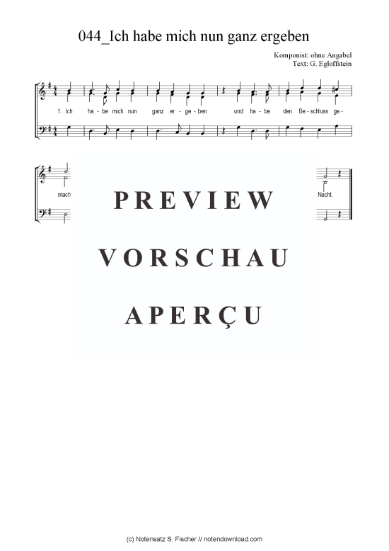 Ich habe mich nun ganz ergeben (Gemischter Chor SAB) (Gemischter Chor (SAB)) von ohne Angabel  G. Egloffstein