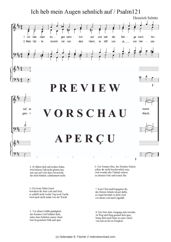 Ich heb mein Augen sehnlich auf  Psalm121 (Gemischter Chor) (Gemischter Chor) von Heinrich Sch tz