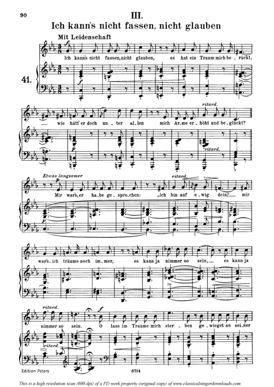 Ich kann acute s nicht fassen Op.42 No.3 (Gesang mittel + Klavier) (Klavier  Gesang mittel) von Robert Schumann