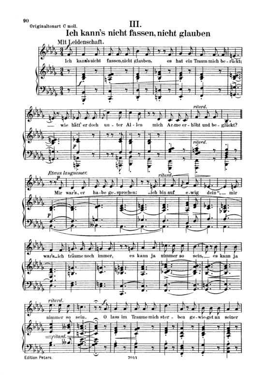 Ich kann s nicht fassen Op.42 No.3 (Gesang tief + Klavier) (Klavier  Gesang tief) von Robert Schumann