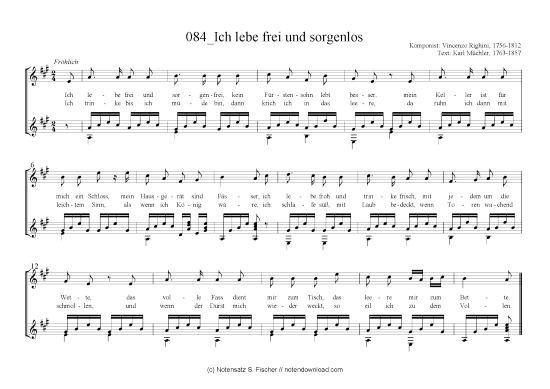 Ich lebe frei und sorgenlos (Gitarre + Gesang) (Gitarre  Gesang) von Vincenzo Righini 1756-1812  Karl M chler 1763-1857