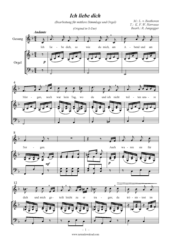 Ich liebe dich (Orgel + Gesang) (Orgel Solo) von Ludwig van Beethoven