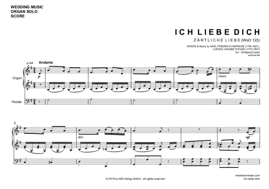 Ich liebe dich (Orgel Solo) (Orgel Solo) von Ludwig van Beethoven (arr. WO)