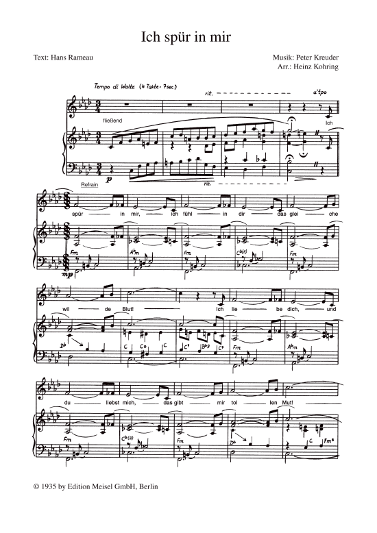 Ich sp uuml r in mir (Klavier + Gesang) (Klavier Gesang  Gitarre) von Pola Negri