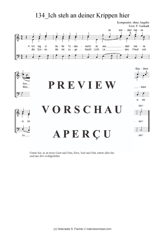 Ich steh an deiner Krippen hier (Gemischter Chor SAB) (Gemischter Chor (SAB)) von ohne Angabe  P. Gerhadt