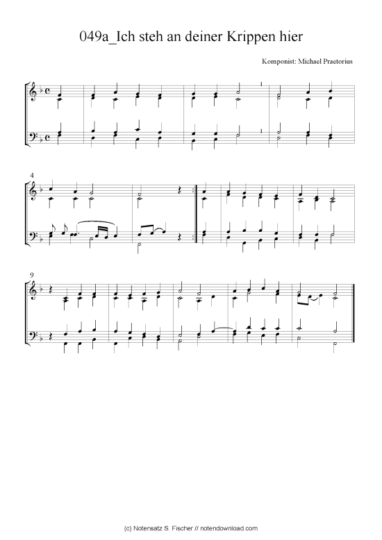 Ich steh an deiner Krippen hier (Quartett in C) (Quartett (4 St.)) von Michael Praetorius