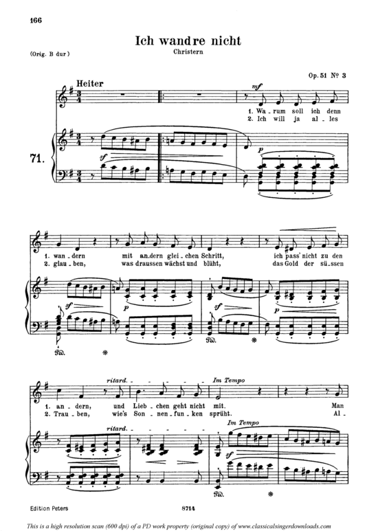 Ich wand acute re nicht Op.51 No.3 (Gesang mittel + Klavier) (Klavier  Gesang mittel) von Robert Schumann