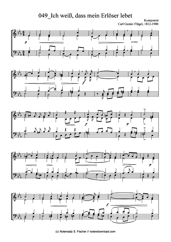 Ich wei dass mein Erl ser lebet (Posaunenchor) (Posaunenchor) von Carl Gustav Fl gel 1812-1900