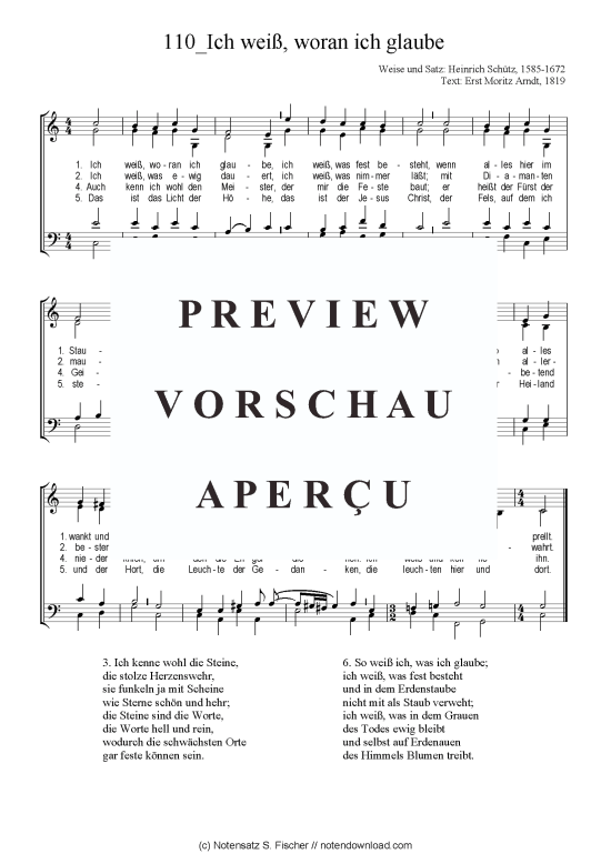 Ich wei woran ich glaube (Gemischter Chor) (Gemischter Chor) von Chorsatz Alte Meister