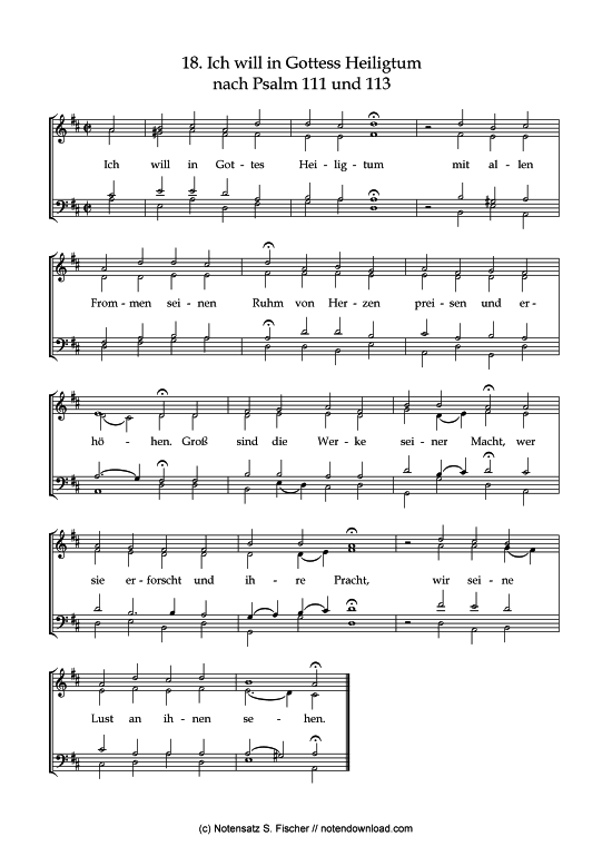 Ich will in Gottess Heiligtum und (Gemischter Chor) (Gemischter Chor) von Psalme des Kantons Schaffhausen (1867)