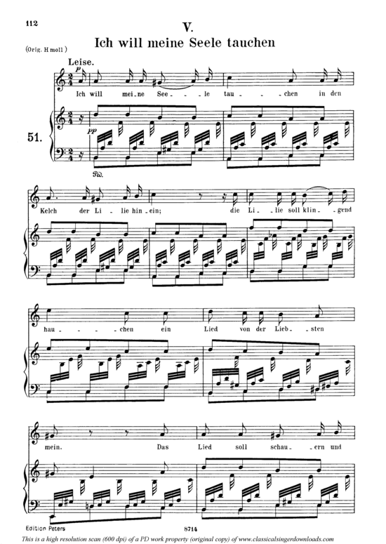 Ich will meineSeele tauchen Op.48 No.5 (Gesang mittel + Klavier) (Klavier  Gesang mittel) von Robert Schumann