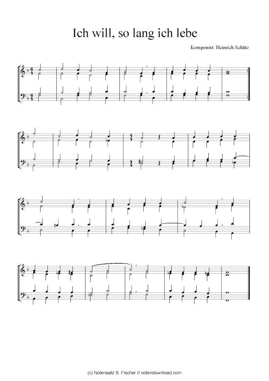 Ich will so lang ich lebe (Quartett in C) (Quartett (4 St.)) von Heinrich Sch tz