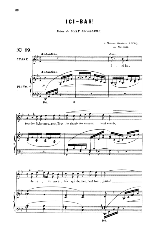Ici-bas Op.8 No.3 (Gesang hoch + Klavier) (Klavier  Gesang hoch) von Gabriel Faur eacute 