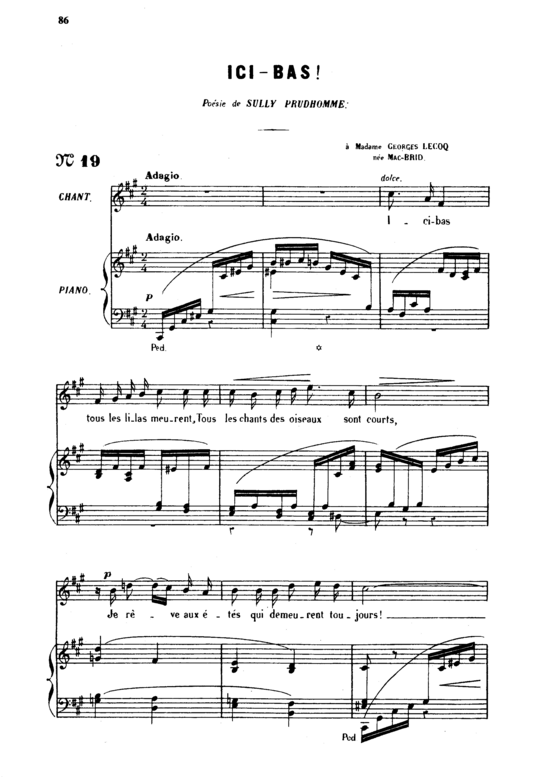 Ici-bas Op.8 No.3 (Gesang mittel + Klavier) (Klavier  Gesang mittel) von Gabriel Faur eacute 