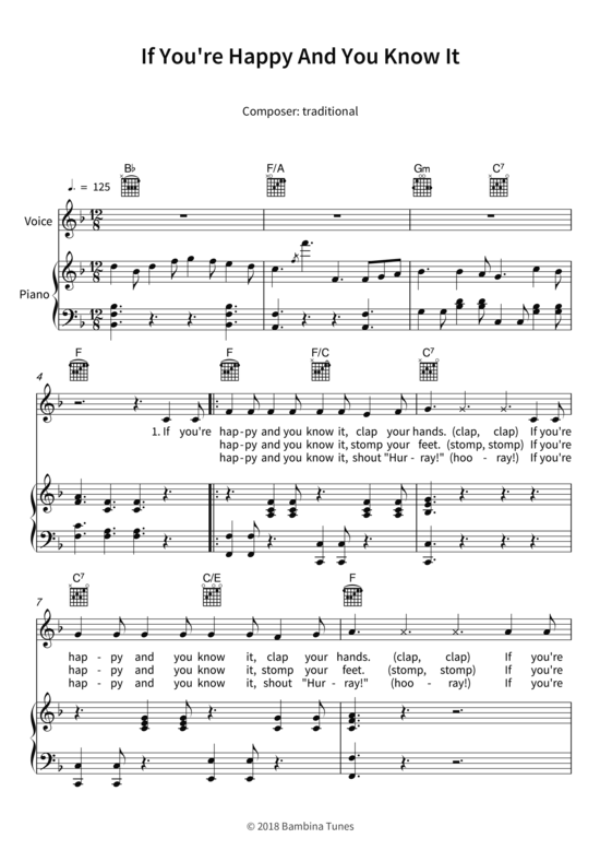 If You re Happy And You Know It (Gesang + Klavier Gitarre) (Klavier  Gesang) von traditional