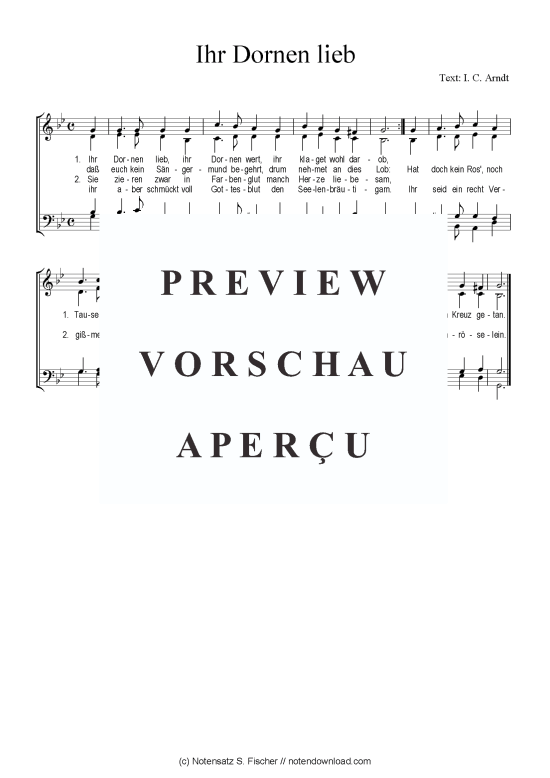 Ihr Dornen lieb (Gemischter Chor) (Gemischter Chor) von I. C. Arndt