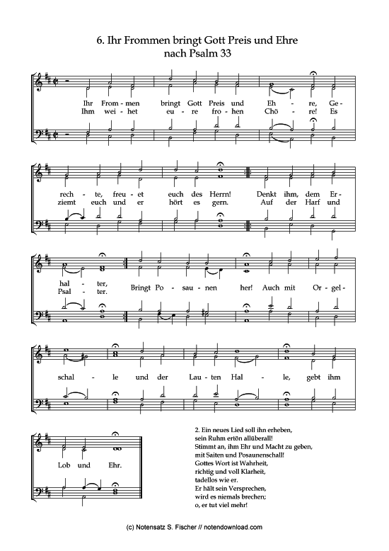 Ihr Frommen bringt Gott Preis und Ehre (Gemischter Chor) (Gemischter Chor) von Psalme des Kantons Schaffhausen (1867)