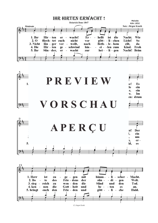 Ihr Hirten erwacht (Gemischter Chor) (Gemischter Chor) von K ln 1852 (Satz J rgen Knuth)