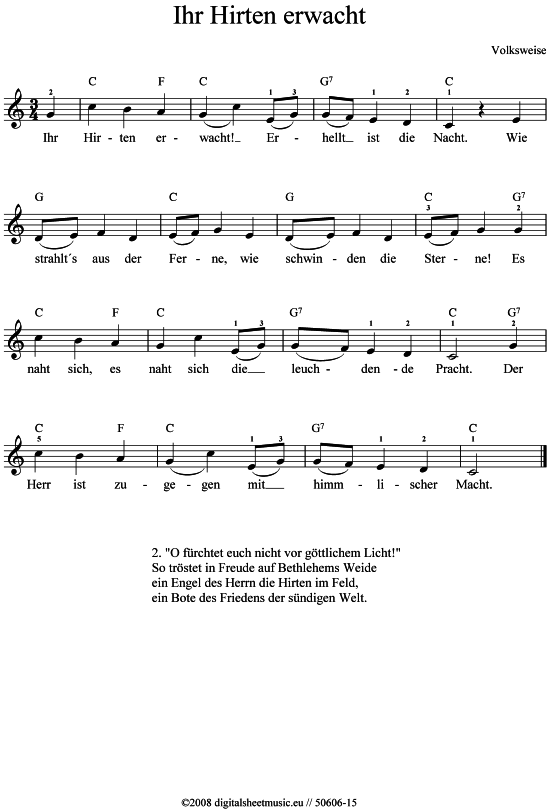 Ihr Hirten erwacht (Keyboard) (Keyboard) von Weihnachtslied