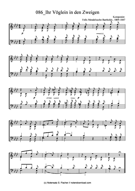 Ihr V glein in den Zweigen (Posaunenchor) (Posaunenchor) von Felix Mendelssohn Bartholdy 1809-1847