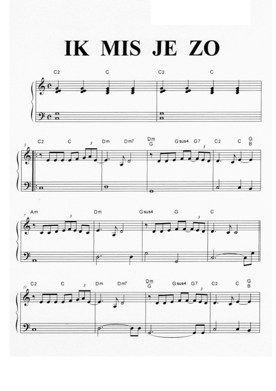 IK MIS JE ZO (Klavier + Gesang) (Klavier Gesang  Gitarre) von WILL TURA