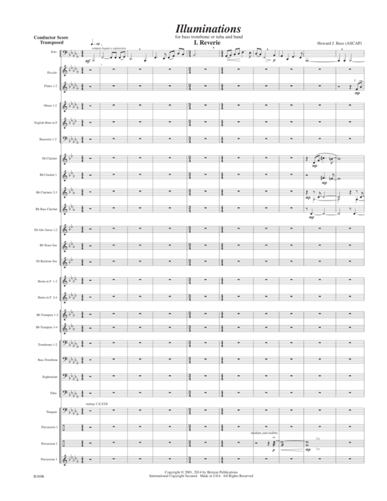 Illuminations (Bassposaune Tuba und Band - kompletter Satz) (Concert Band  Solo Instrument) von Howard J. Buss