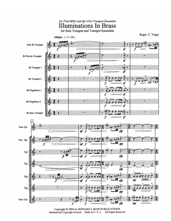 Illuminations in Brass (Trompete in B Solo und 6-stimmiges Trompetenensemble) (Ensemble  Solo Instrument) von Roger C. Vogel
