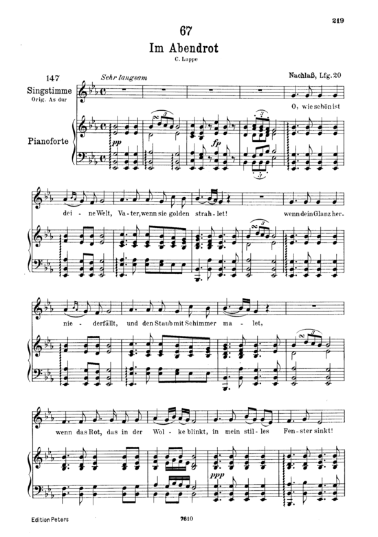 Im Abendrot D.799 (Gesang tief + Klavier) (Klavier  Gesang tief) von Franz Schubert