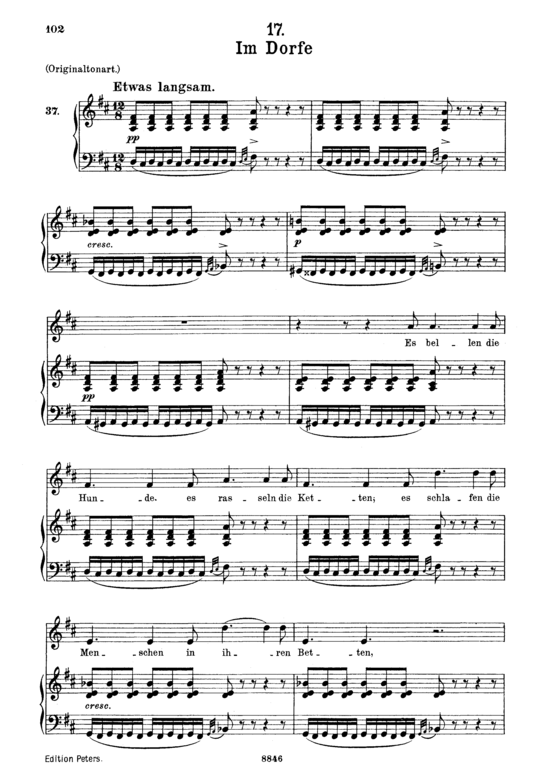 Im Dorfe D.911-17 (Winterreise) (Gesang mittel + Klavier) (Klavier  Gesang mittel) von Franz Schubert