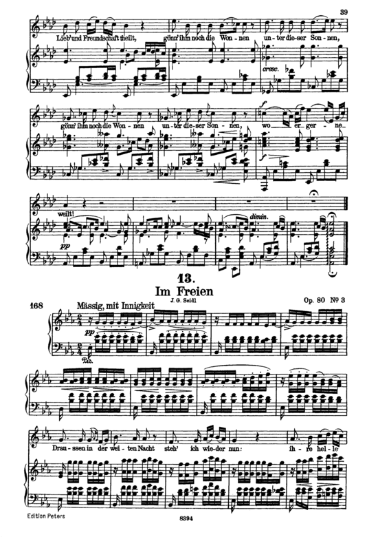 Im Freien D.880 (Gesang hoch + Klavier) (Klavier  Gesang hoch) von Schubert Franz