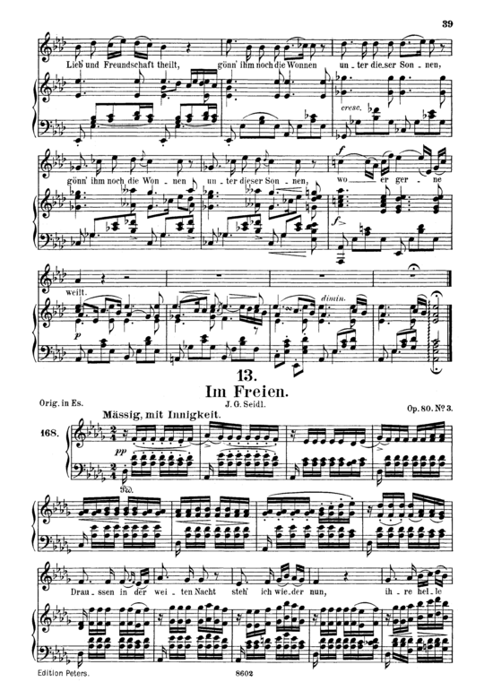 Im Freien D.880 (Gesang mittel + Klavier) (Klavier  Gesang mittel) von Franz Schubert