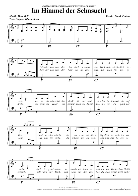Im Himmel der Sehnsucht (Klavier Gesang  Gitarre) von Kastelruther Spatzen