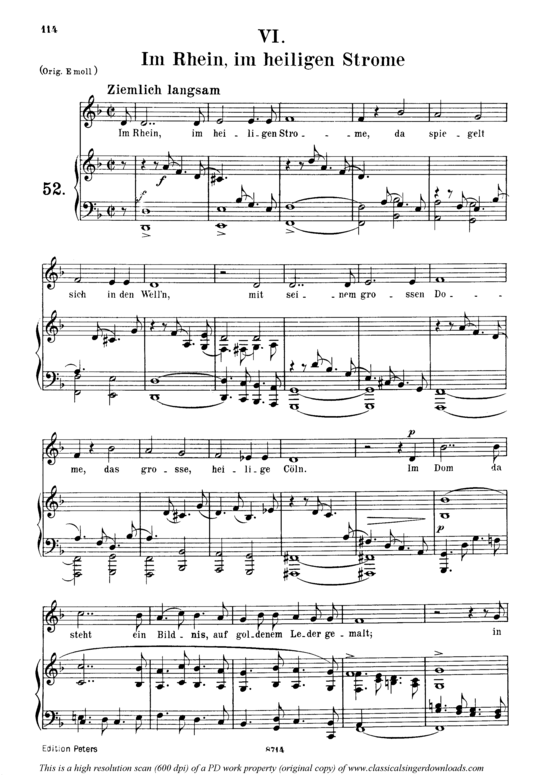 Im Rhein im heiligen Strome Op.48 No.6 (Gesang mittel + Klavier) (Klavier  Gesang mittel) von Robert Schumann