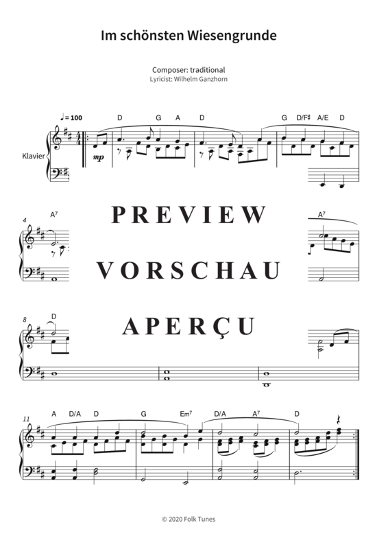 Im sch nsten Wiesengrunde (Klavier Solo) (Klavier Solo) von traditional