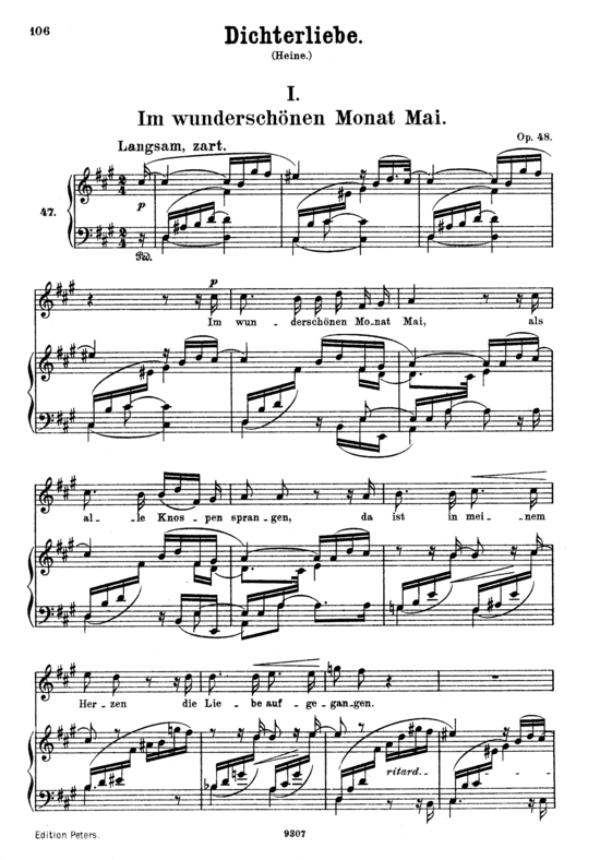 Im wundersch ouml nen Monat Mai Op.48 No.1 (Gesang hoch + Klavier) (Klavier  Gesang hoch) von Robert Schumann