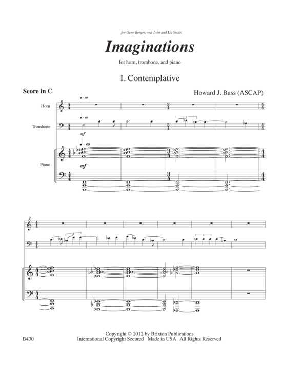Imaginations (Horn Posaune und Klavier) (Trio (Klavier  2 St.)) von Howard J. Buss