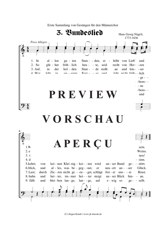 In allen guten Stunden (Bundeslied) (M nnerchor) (M nnerchor) von Hans Georg N geli