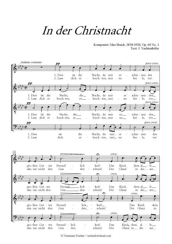 In der Christnacht (Gemischter Chor) (Gemischter Chor) von Max Bruch (op. 60 Nr. 1)